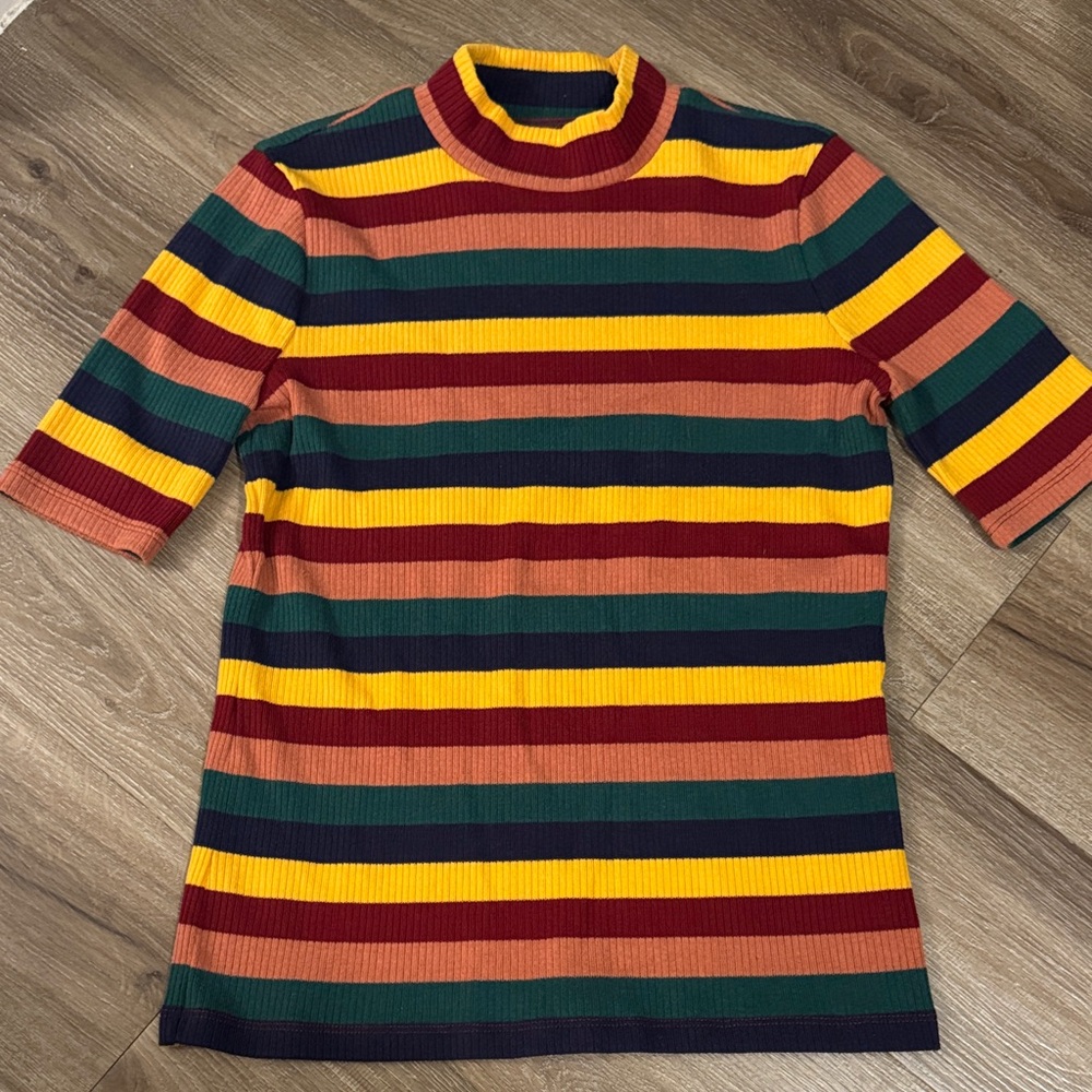 Madewell Colorblock Knit Top in Yellow, Navy, and Burgundy